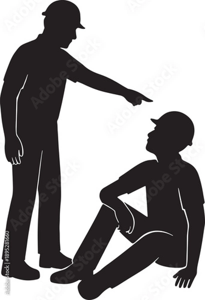 Obraz Worker mentoring younger worker silhouette
