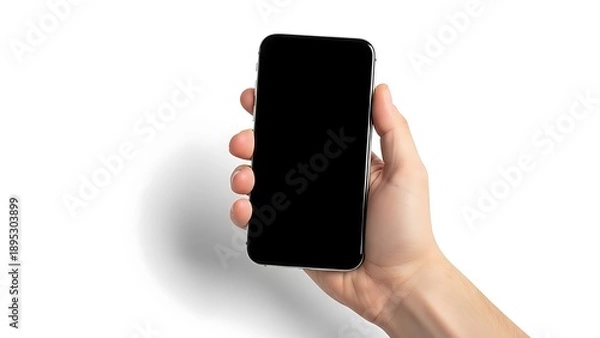 Obraz Hand holding black smartphone