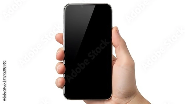 Obraz Hand holding black smartphone