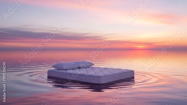 Fototapeta Keyboard floating at sunset