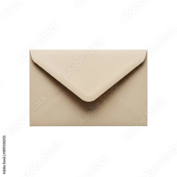 Obraz Beige envelope with flap closed isolated on transparent background