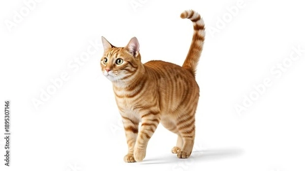 Obraz Curious orange tabby cat in motion