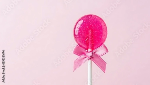 Obraz Single pink lollipop with bow