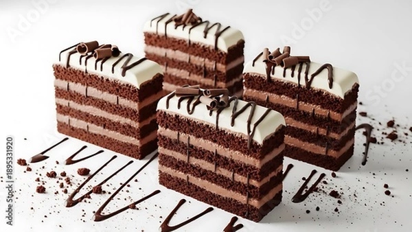 Obraz Delicious chocolate layer cake slices
