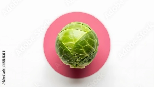 Obraz Single fresh brussels sprout on pink background