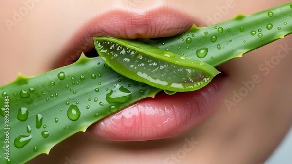 Obraz Aloe vera on lips