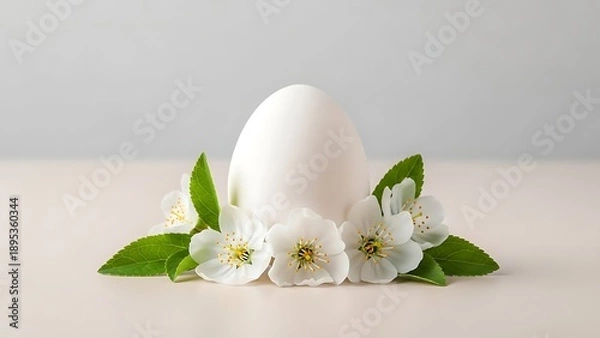Obraz Elegant egg surrounded by white blossoms