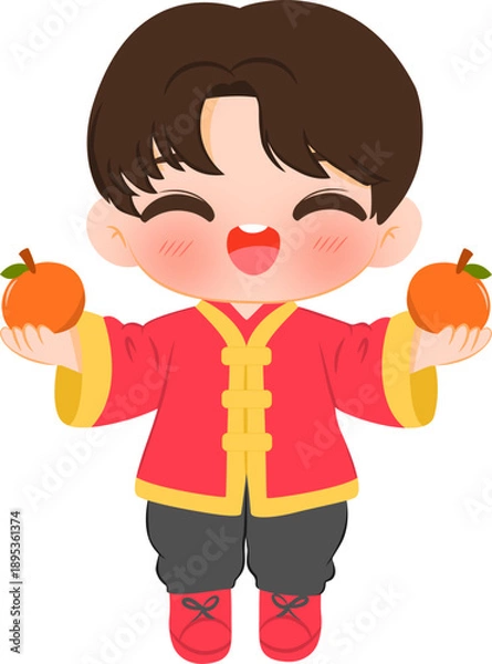 Obraz boy with orange fruit