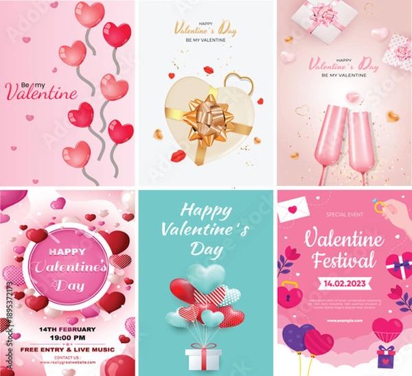 Obraz Valentines Day Vertical Banner Design Set