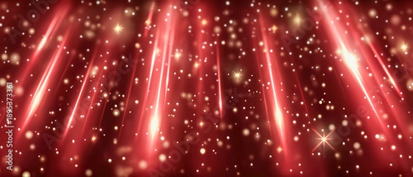 Obraz 赤い光の雨が降る近未来エフェクト背景