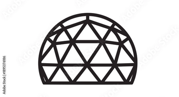 Obraz Geometric Dome Structure Illustration on White Background from Front View