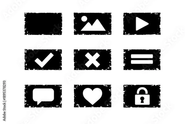 Obraz Distressed grunge user interface icons for web and mobile application development