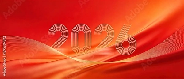 Obraz 2026 Red Silk Wave Celebration Background