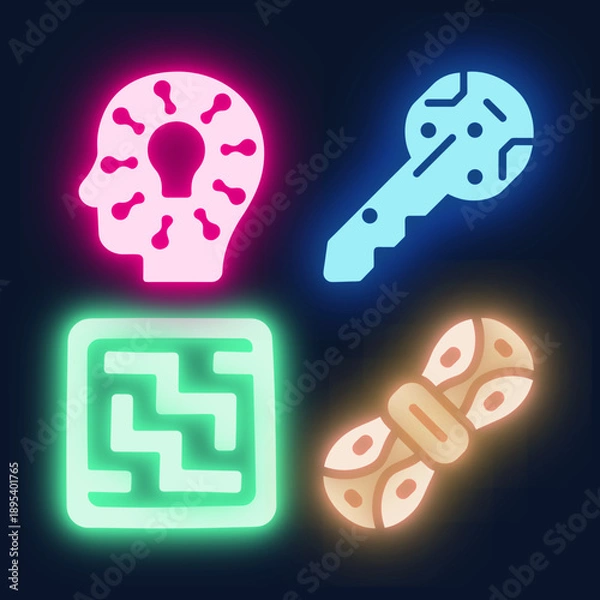 Fototapeta Simple Neon Icon Set