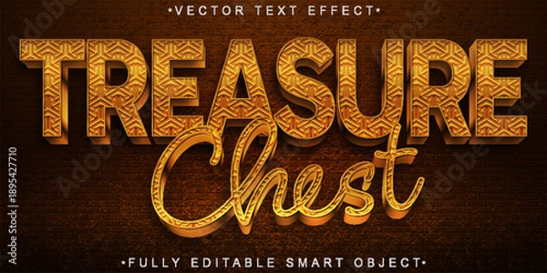 Obraz  Treasure Chest Gold Typography Vector Fully Editable Smart Object Text Effect