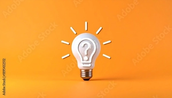 Obraz Light bulb with question mark on orange background