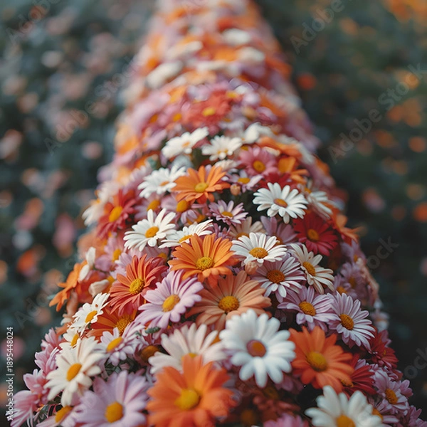 Obraz Vibrant flower pathway in autumn