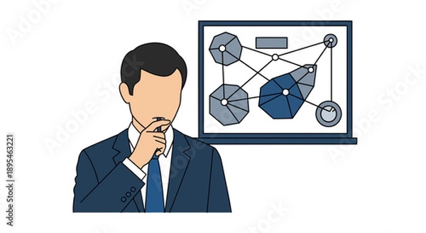 Obraz Businessman analyzing network diagram on screen