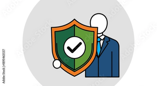 Obraz Businessman with shield and checkmark