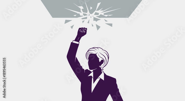 Obraz Businesswoman Breaking Through Ceiling