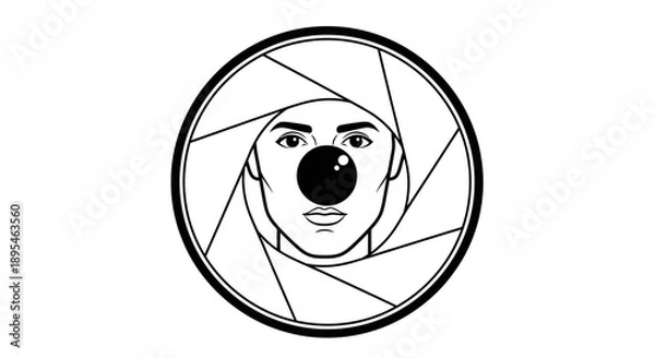 Obraz clown face in camera lens