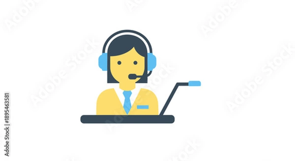 Obraz Customer Support Agent Working on Laptop