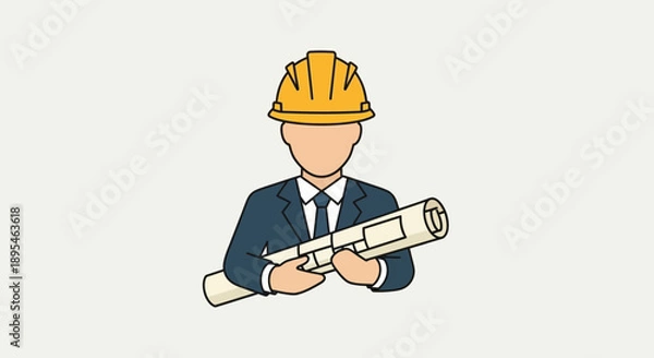 Obraz engineer with blueprint