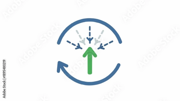 Obraz Green arrow pointing up in circle.