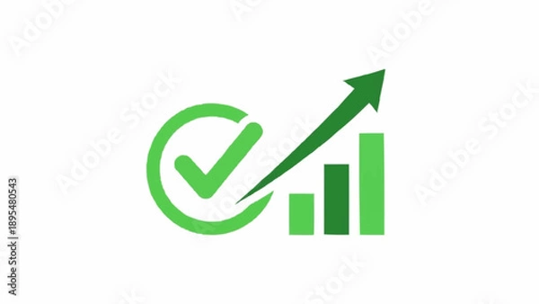 Fototapeta Green checkmark with growing graph.