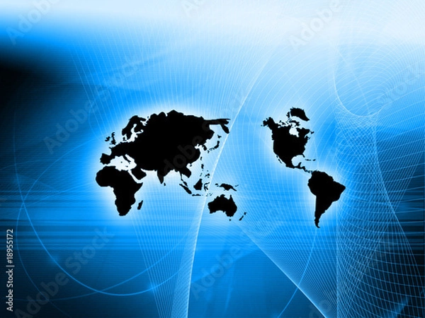 Fototapeta world map technology-style