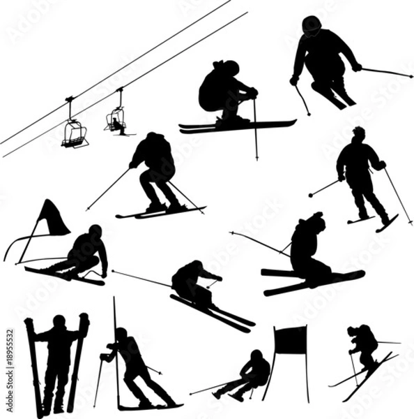 Obraz set of ski vector