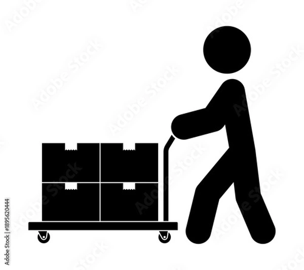 Obraz 台車で段ボール箱を運ぶ人