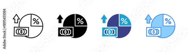 Obraz Profit Margin icon set multiple style collection
