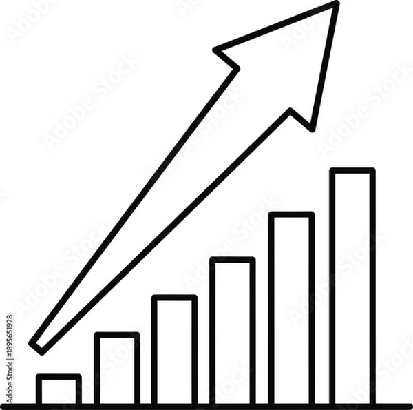 Obraz Graph showing increasing trend with arrow