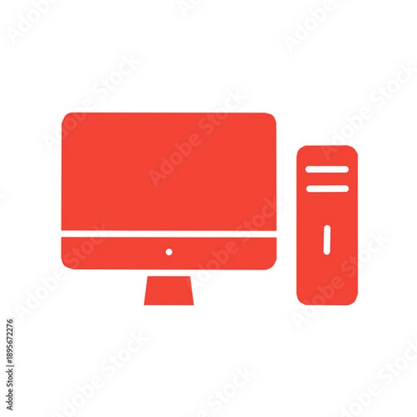 Obraz Red Desktop Computer PC Icon Vector Design