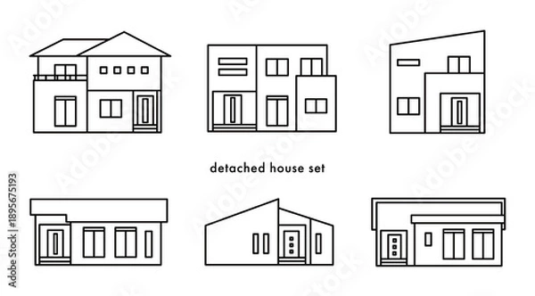 Obraz 戸建住宅セット_線画