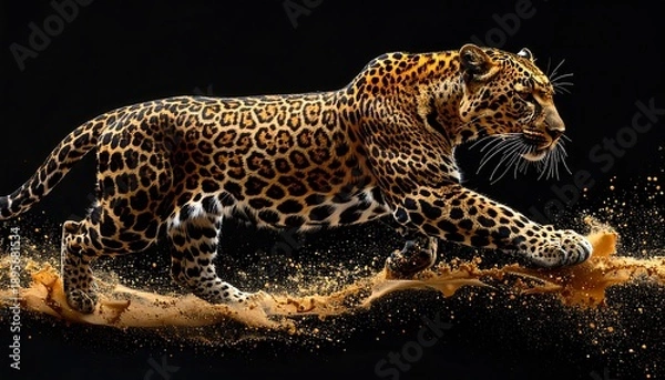 Obraz Leopard crouching on a tree branch.