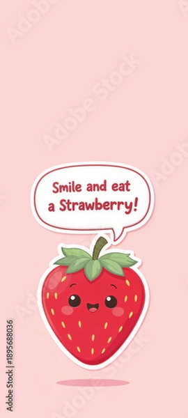 Obraz Strawberry Cartoon with Quote