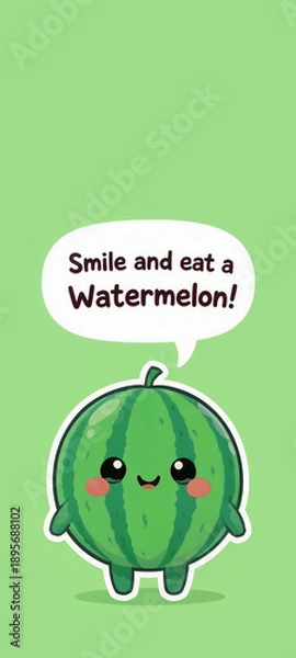 Obraz Watermelon Cartoon with Quote