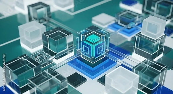 Obraz Futuristic digital cube technology concept.