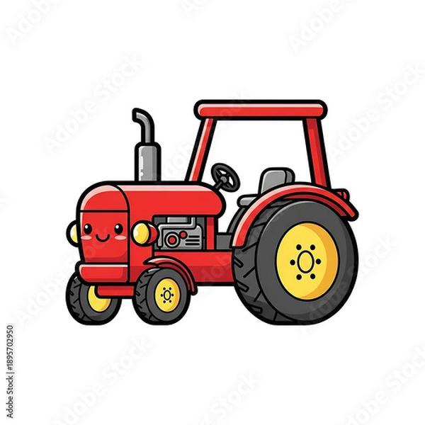 Obraz Cartoon Red Tractor. (2)