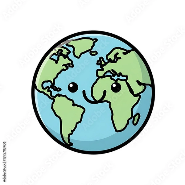 Obraz Happy Earth globe icon.