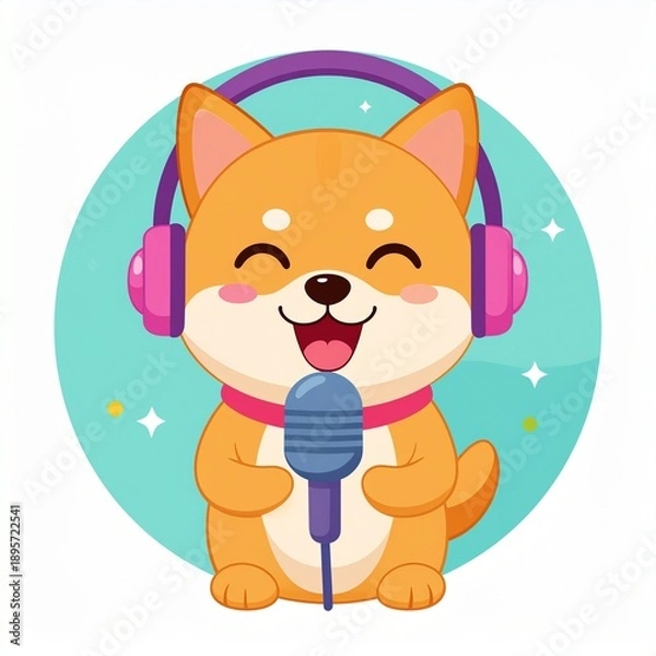 Obraz 楽しく歌う可愛い犬