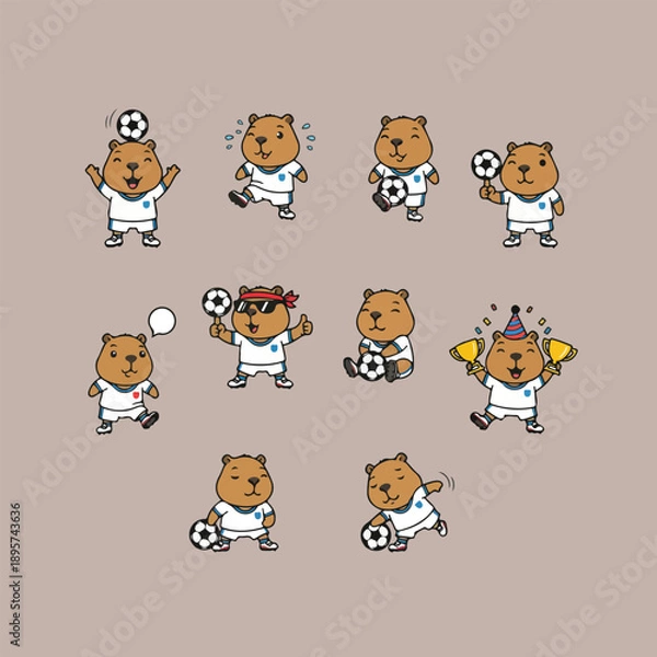 Obraz Adorable Capybara Soccer Player Collection Bundle