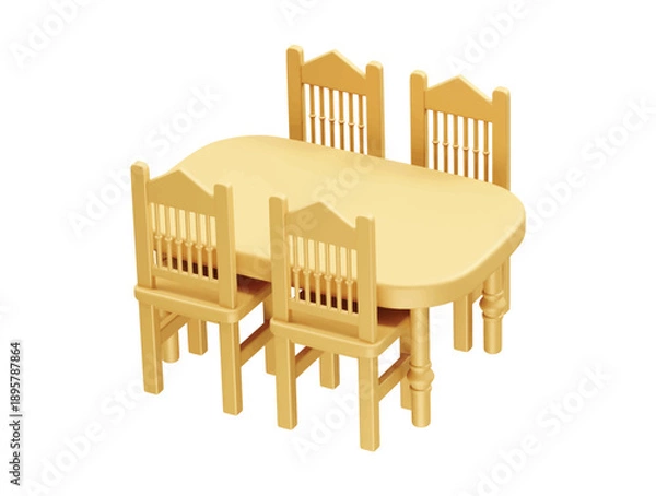 Obraz Wooden dining table icon 3d render illustration 