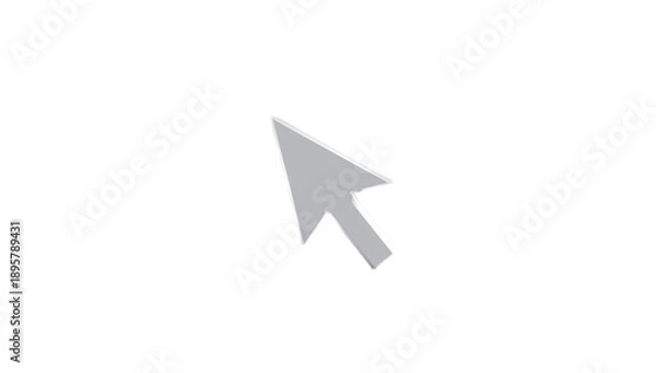 Obraz Sleek gray computer mouse cursor arrow icon, symbolizing digital interaction, navigation, and selection within a modern user interface