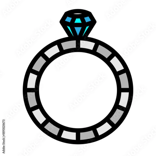 Obraz Engagement Ring Vector Filled Icon Design