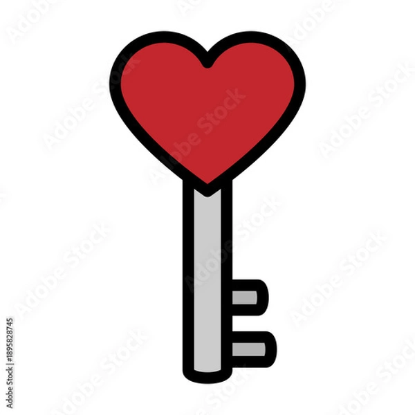 Obraz Heart Key Vector Filled Icon Design