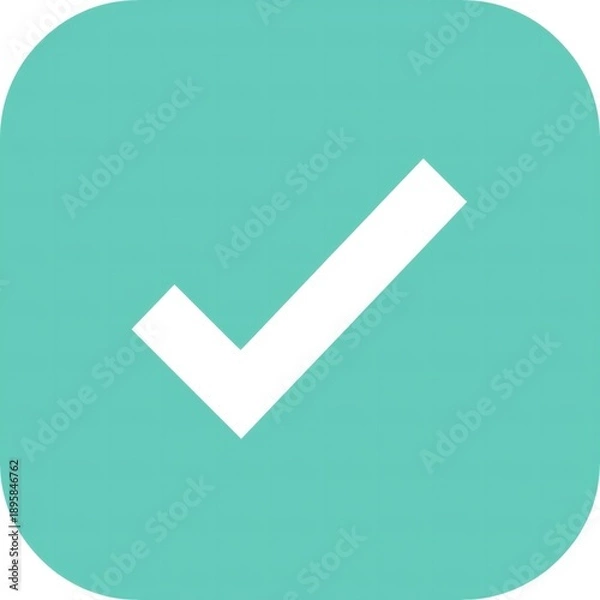 Obraz A simple white checkmark on a teal background