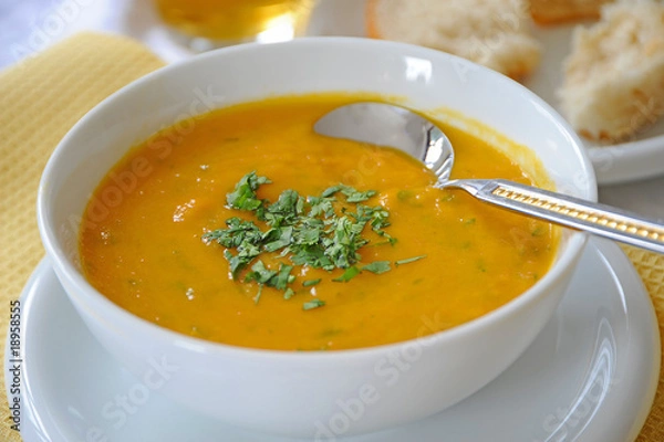Fototapeta A Bowl of Carrot and Lentil Soup